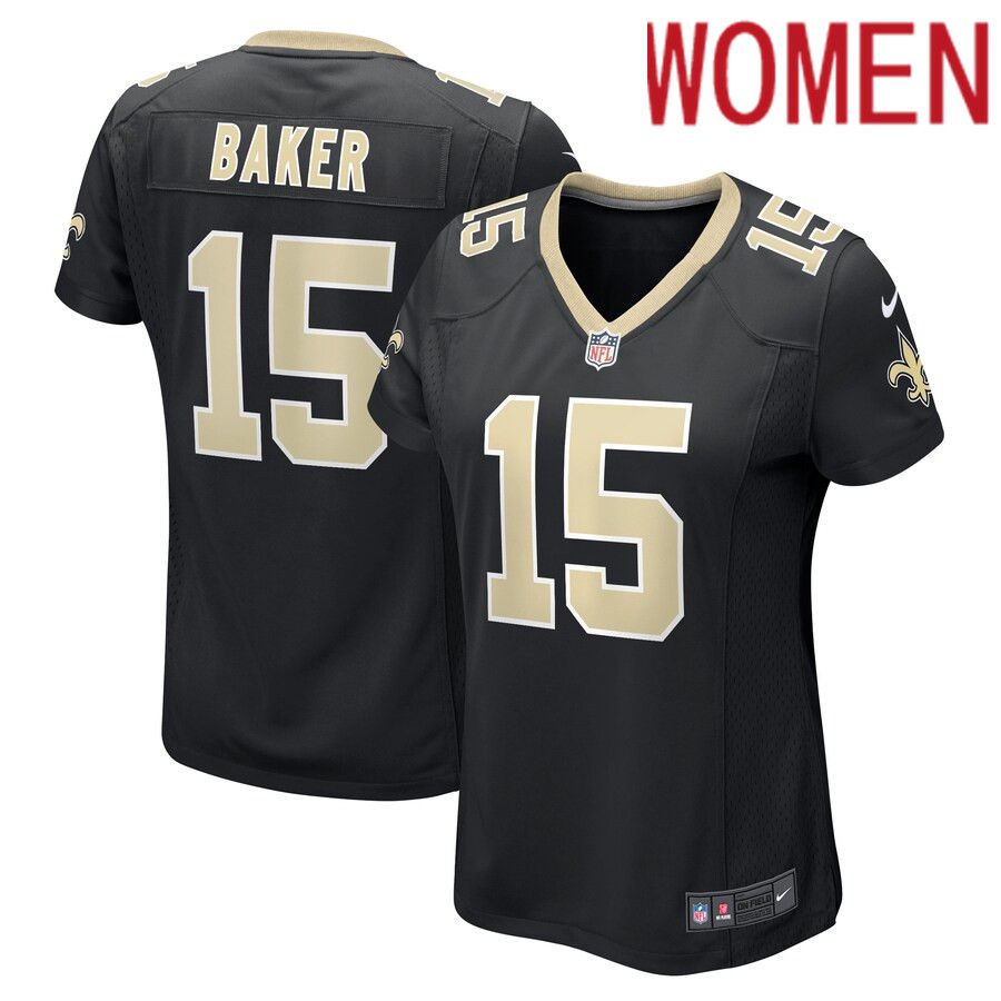 Women New Orleans Saints 15 Kawaan Baker Nike Black Game Player NFL Jersey